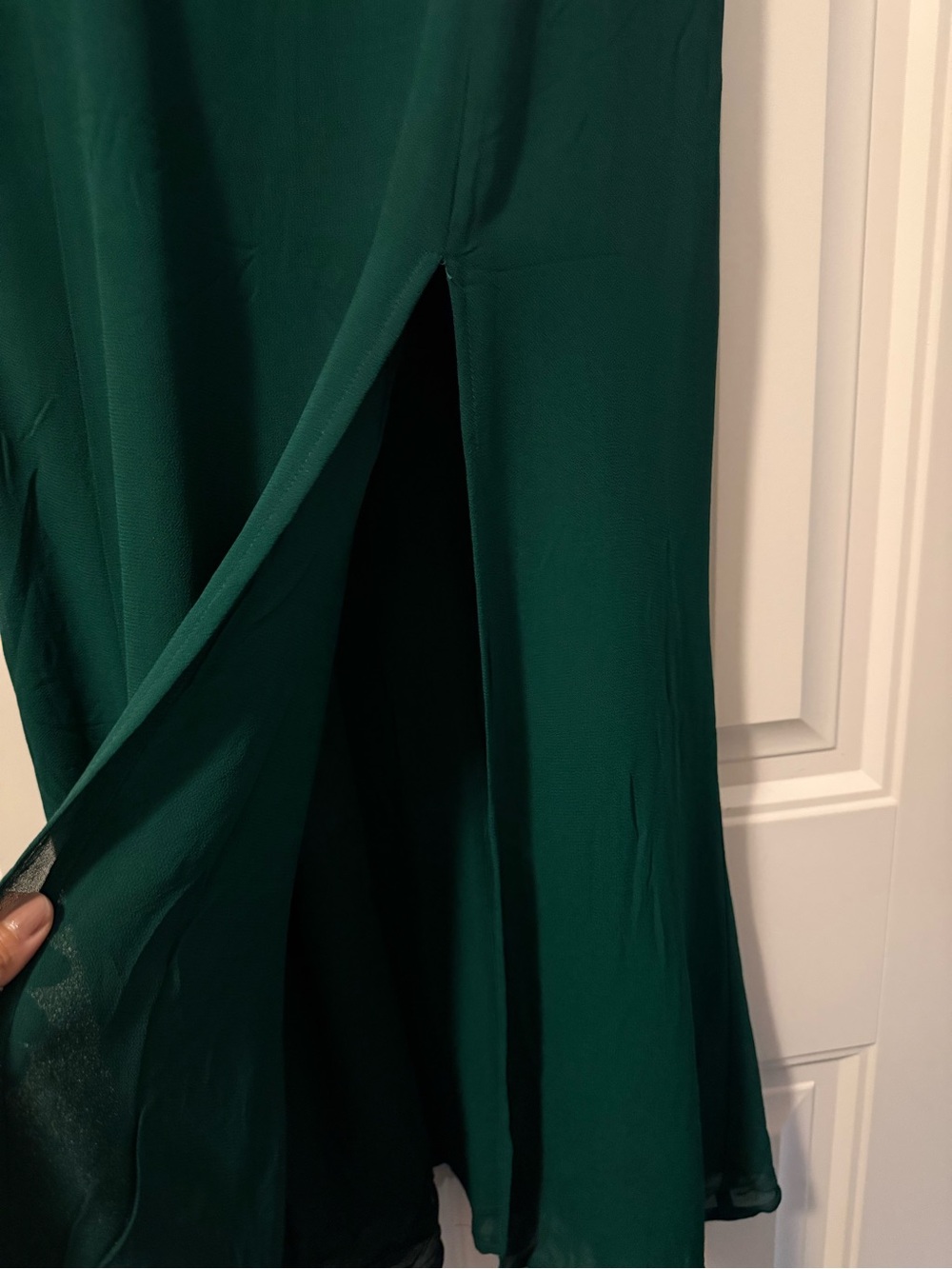 Reformation Emerald Green Spaghetti Strap Midi Dress with High Slit - Picture 3 of 8
